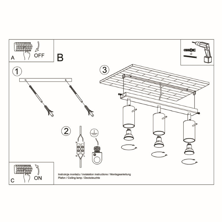 Ceiling lamp RING 3 black