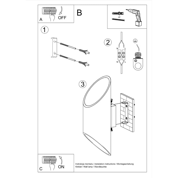 Wall lamp PENNE 30 black