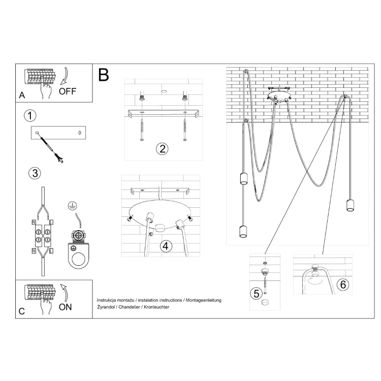 Chandelier EDISON 3 black