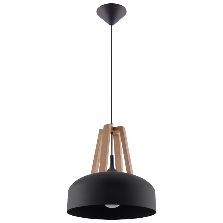 Pendant lamp CASCO black/natural wood