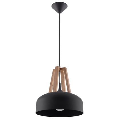 Pendant lamp CASCO black/natural wood