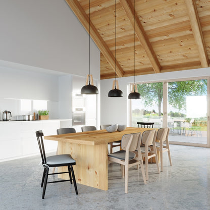 Pendant lamp CASCO black/natural wood