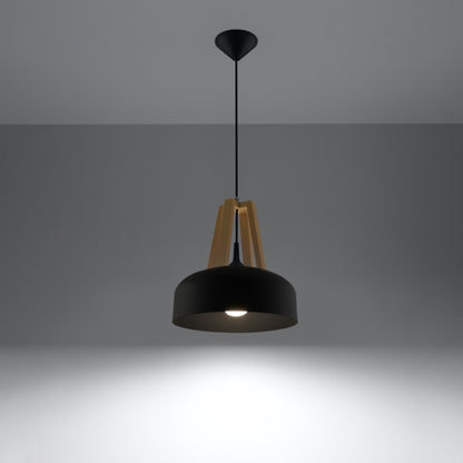 Pendant lamp CASCO black/natural wood