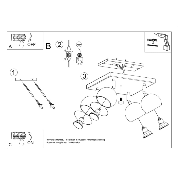 Ceiling lamp OCULARE 4 white