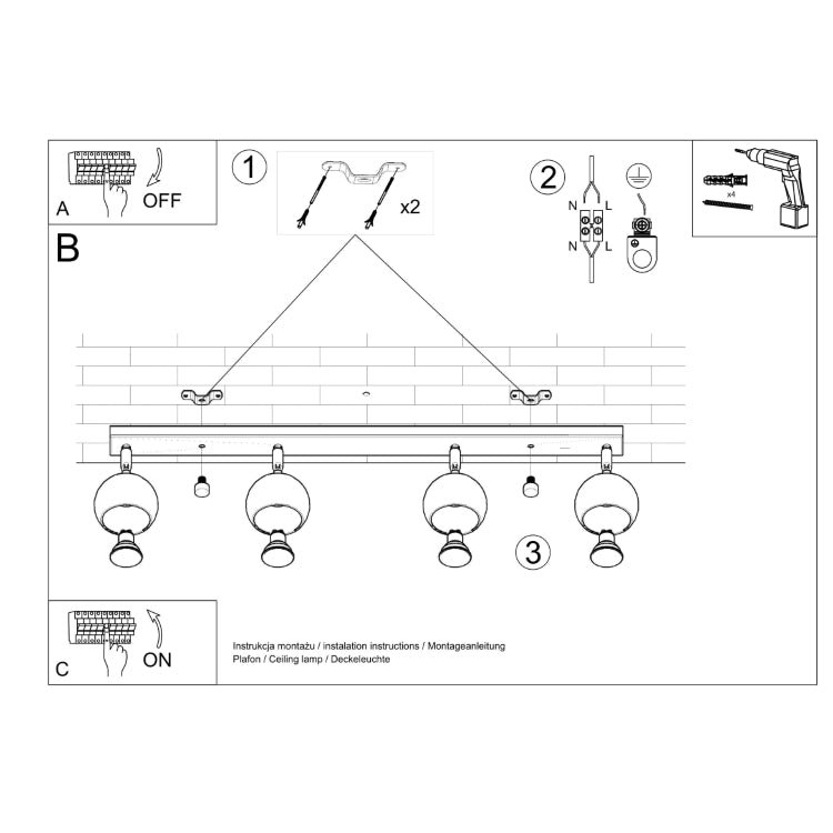 Ceiling lamp OCULARE 4L white