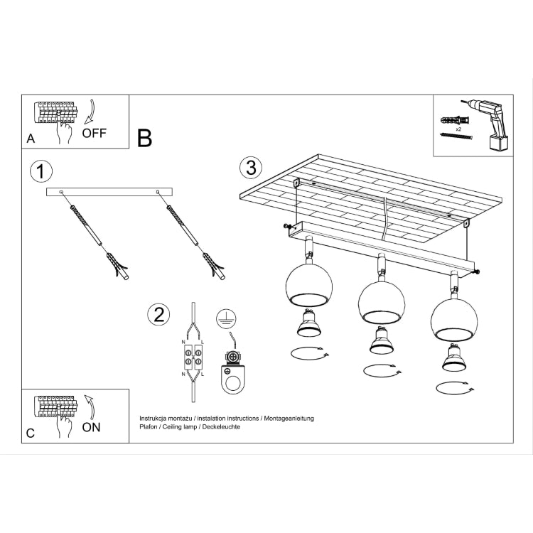 Ceiling lamp OCULARE 3 black