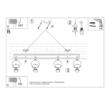 Ceiling lamp OCULARE 4L black