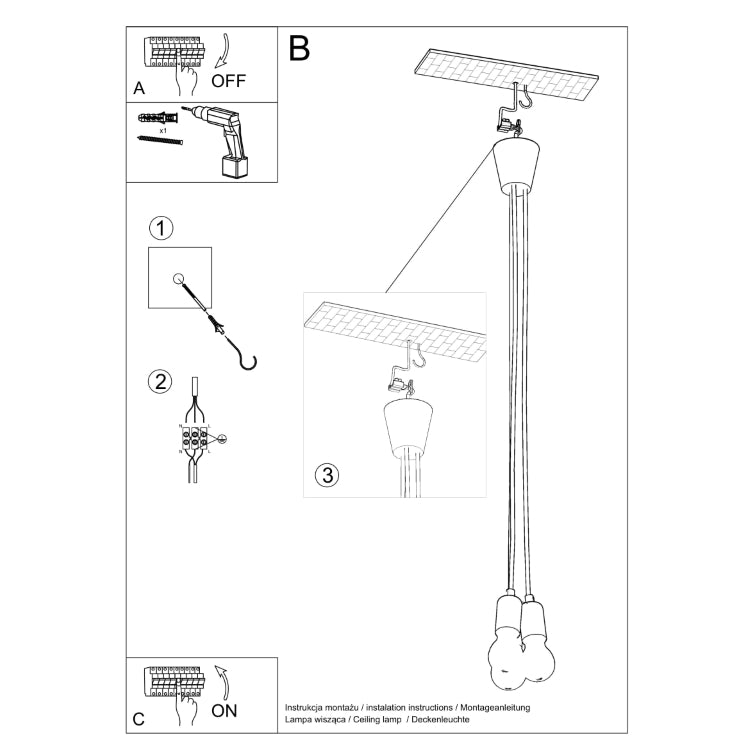 Pendant lamp DIEGO 3 white