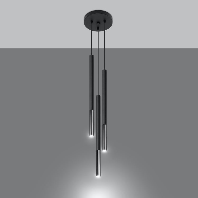 Pendant lamp MOZAICA 3P black/chrome