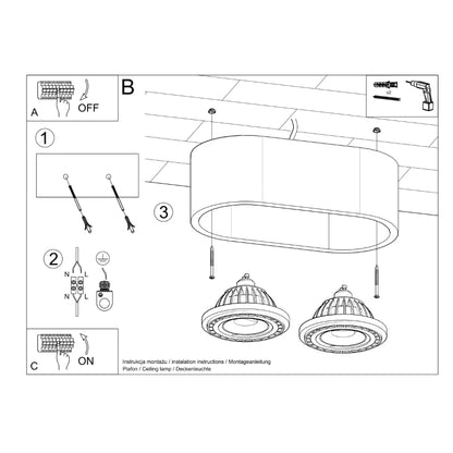 Ceiling lamp BASIC 2 natural wood