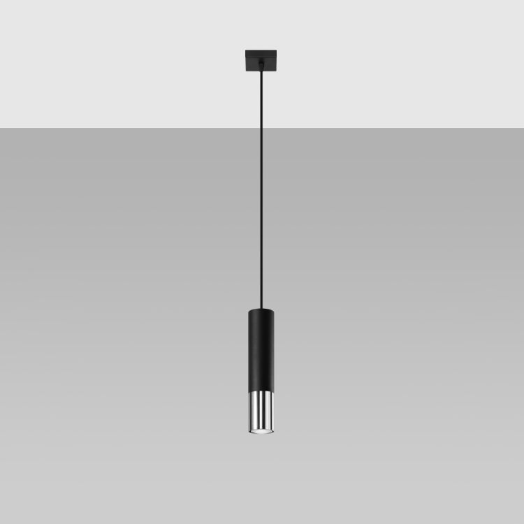 Pendant lamp LOOPEZ 1 black/chrome