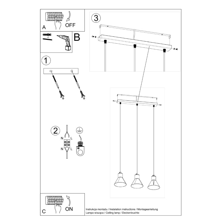 Pendant lamp TALEJA 3 white [ES111]