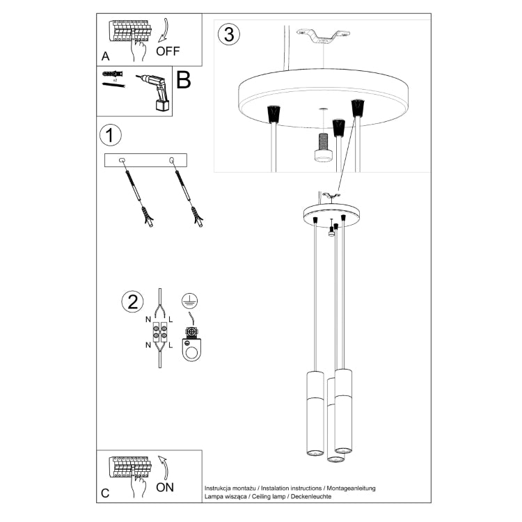 Pendant lamp PABLO 3P white