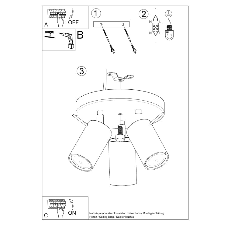 Ceiling lamp RING 3P black