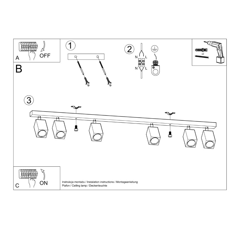 Ceiling lamp KEKE 6 oak