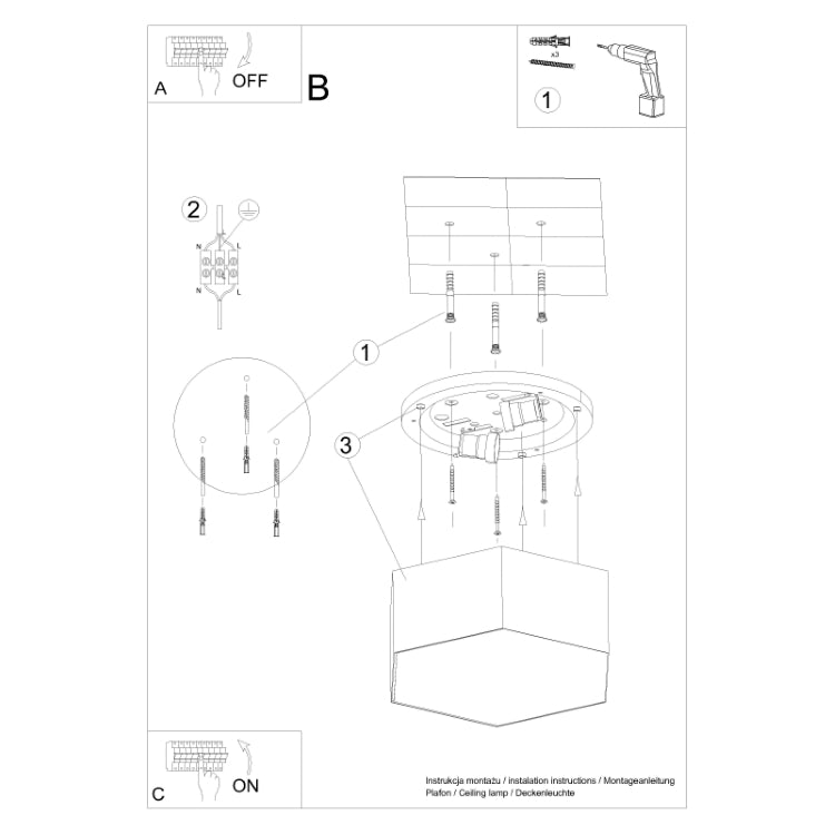 Ceiling lamp SUNDE 13 black