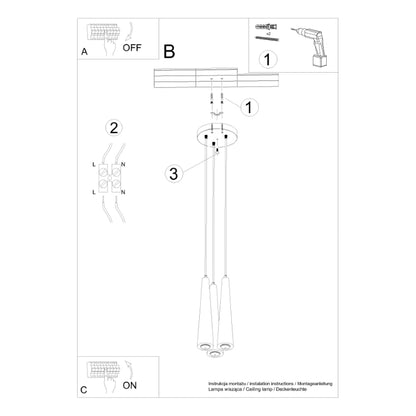 Pendant lamp SULA 3P natural wood