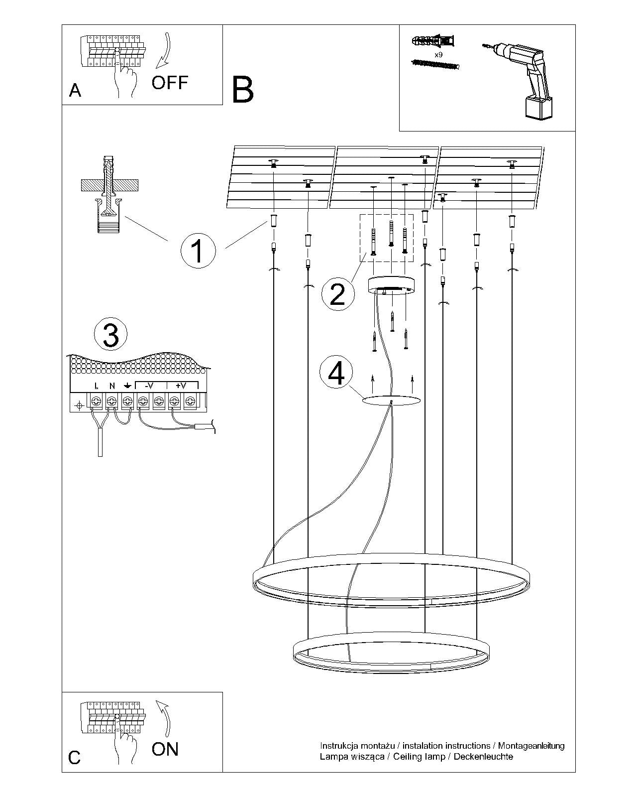 Lühter RIO 2 55/78 must 3000K LED