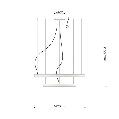 Lühter RIO 2 55/78 must 3000K LED