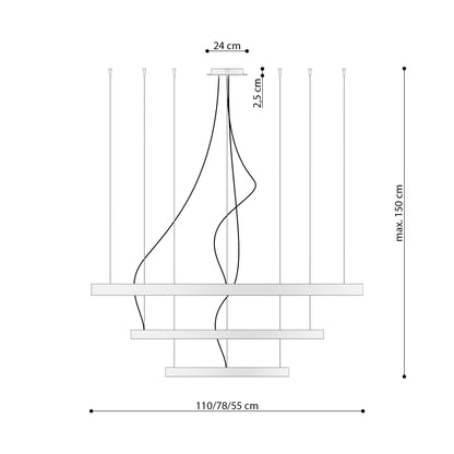 Люстра RIO 3 55/78/110 черная 3000K LED